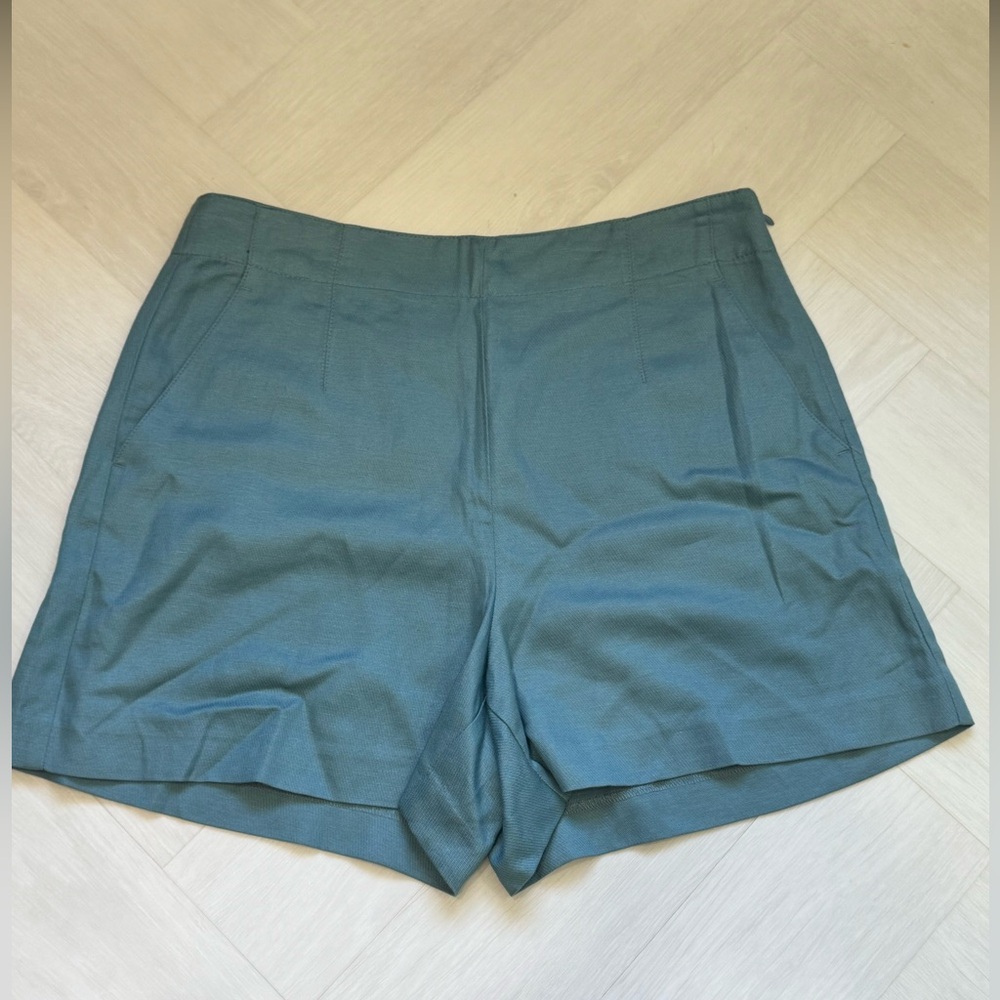 Ann Taylor Teal High-Waist Tailored Shorts